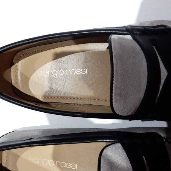 Sergio Rossi Gray Suede & Black Leather Drivers in UK 6 / US 7 / EU 39 - Picture 3 of 7